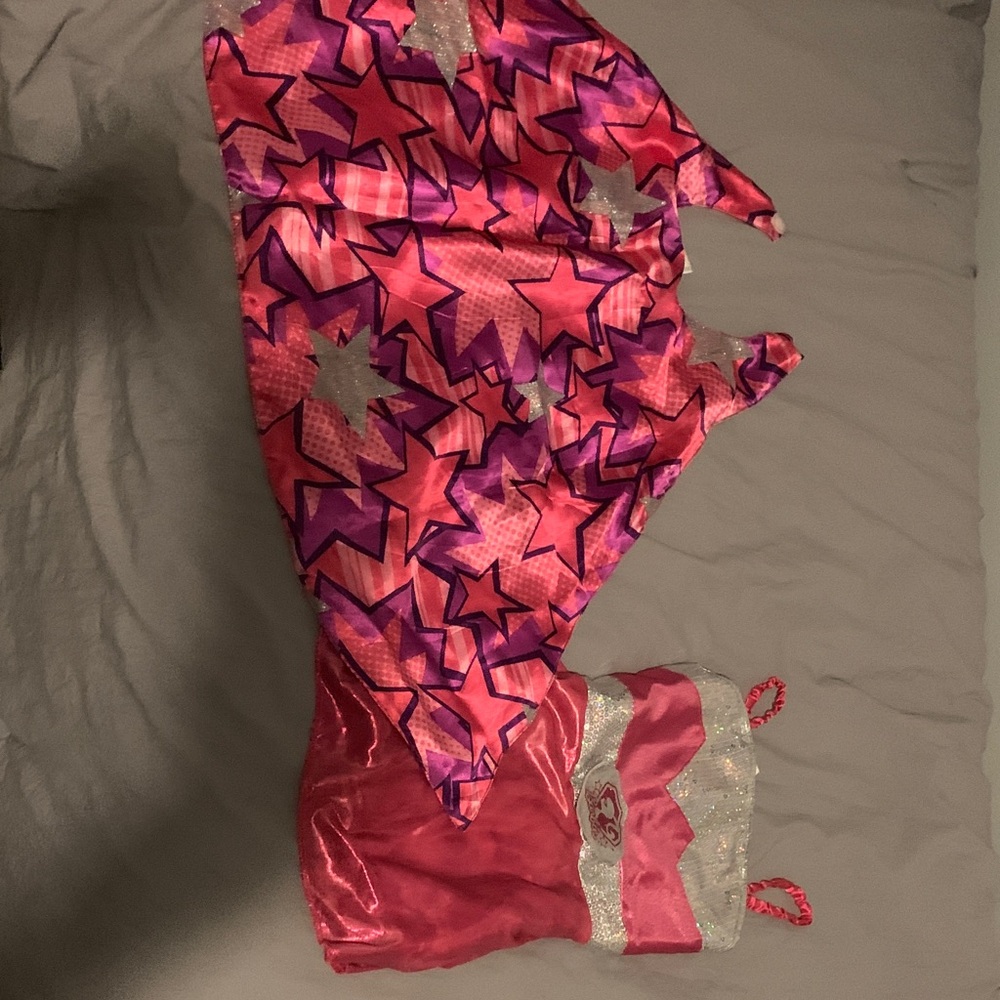 Super Barbie Pink and Purple Star Patterned Cape and Dress Set